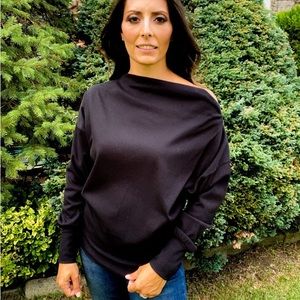 Hayden One‎ Off Shoulder Zippered Top Ribbed Long Sleeve